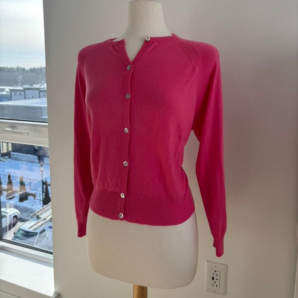 Designers Originals Pink Button Up Long Sleeve Sweater Cardigan Petite Medium
